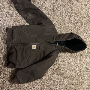 Carhartt Dark Brown Kids Hooded Puffer Jacket